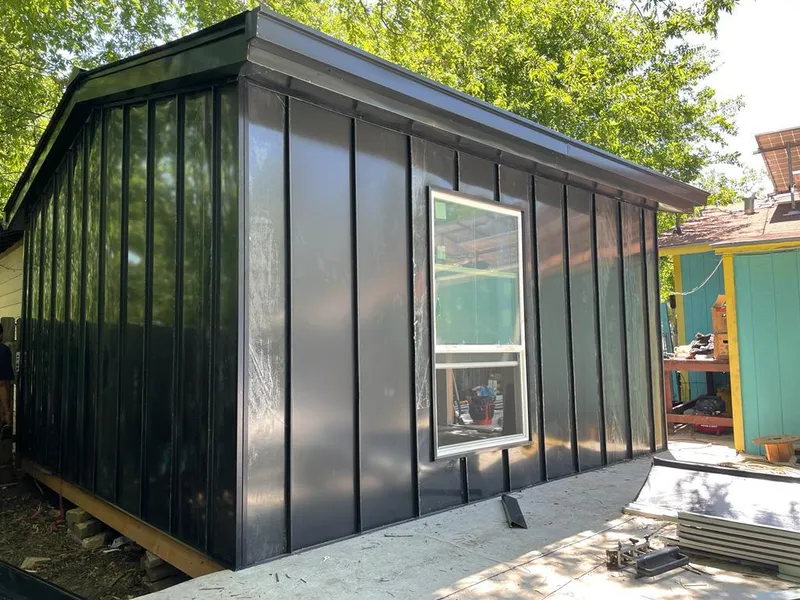 Black standing seam metal wall panels for Metal Roof Installation in Cranford