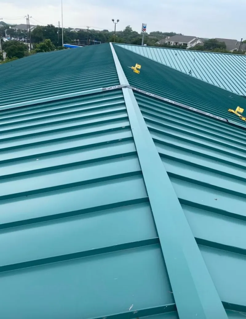 Green commercial metal roof ridge and valley for Metal Roof Repair in Cranford